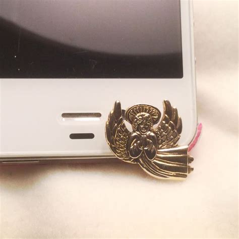 Goldtone Angel Cell Phone Dust Plugdeco For Iphone 6 Phone Bling