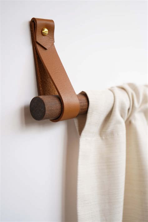 Curtain Rod Holder Leather Curtain Rod Bracket Holders Leather Etsy