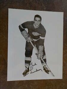 VINTAGE HOCKEY DETROIT RED WINGS TED LINDSAY AUTOGRAPH 8 X 10 B&W PHOTO ...