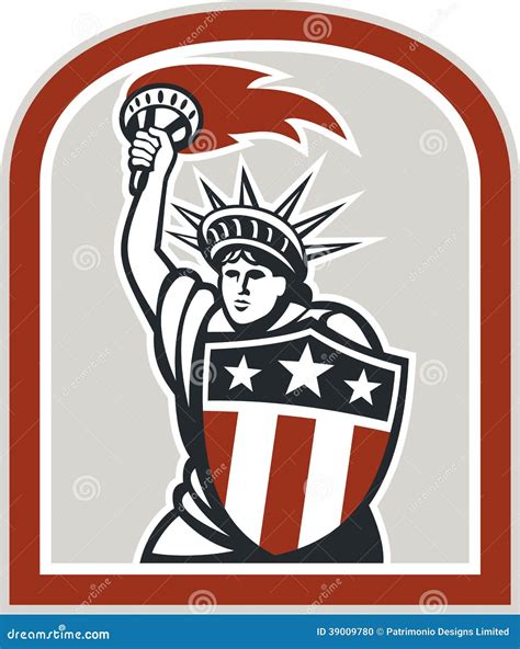 Statue of Liberty Holding Flaming Torch Retro Stock Vector - Illustration of flames, american ...