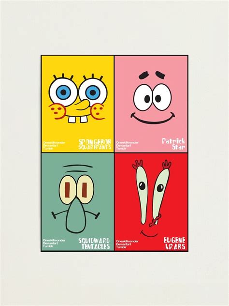 Spongebobpatrickkrabssquidwards Face Meme Collage Photographic Print By Vintagebenjamin