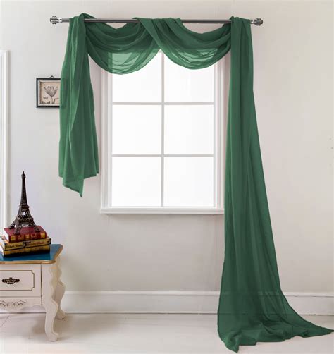 Celine 55 X 216 In Sheer Curtain Scarf In Hunter Green