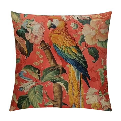 Pikweek Blush Chinoiserie Bird Flower Floral Pillow Case Asian Throw