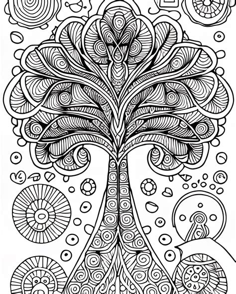 Adult Coloring Page Black And White With Mental Health Focus · Creative