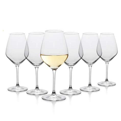 Table 12 145 Ounce White Wine Glasses Set Of 6 Lead Free Crystal Break Resistant Bed Bath