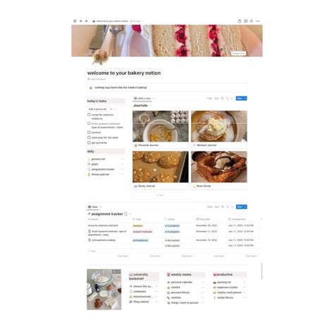 Aesthetic Bakery Notion Template Aesthetic Digital Planner That Girl