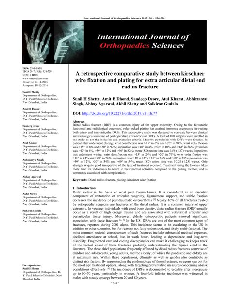 (PDF) A retrospective comparative study between kirschner wire fixation ...