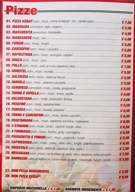 Menu Da La Famiglia Tacos Pizza Kebap Ristorante Torino