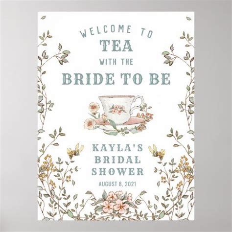 Wildflower Tea Party Shower Welcome Poster X Zazzle In Tea