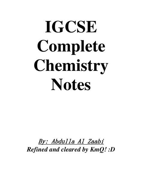 Chemistry Revision Notes Igcse