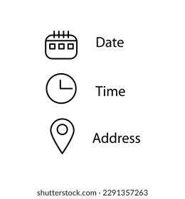 Date Time Address Place Location Hour Stock Vector Royalty Free