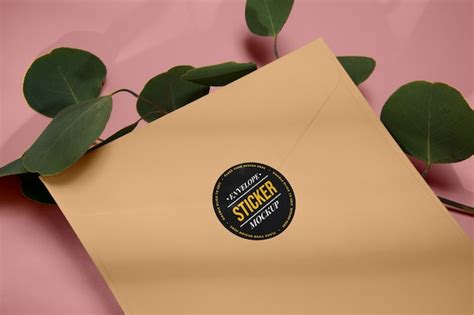 Premium Psd Envelope With Sticker Mockup Design