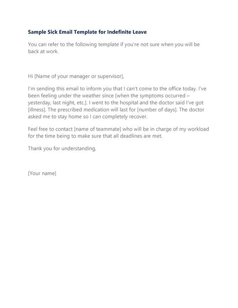 49 Professional Sick Leave Email Templates Templatelab