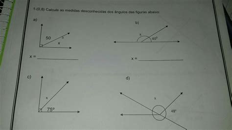 Calcule As Medidas Desconhecidas Dos Ngulos Das Figuras Abaixo