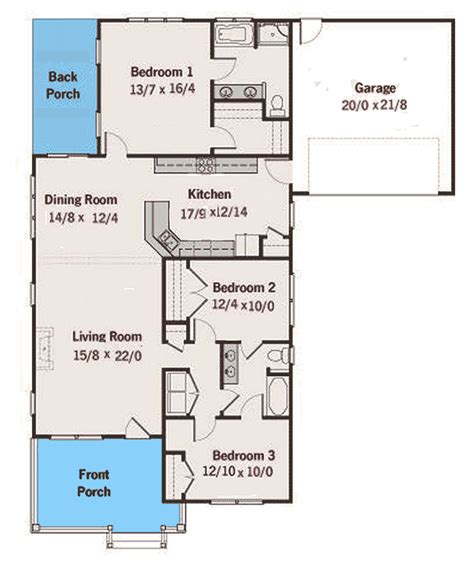 2 Bedroom Bungalow Floor Plans With Attached Garage - Bedroom Poster