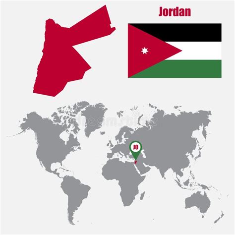 Mapa De Jordania En Un Mapa Del Mundo Con El Indicador De La Bandera Y