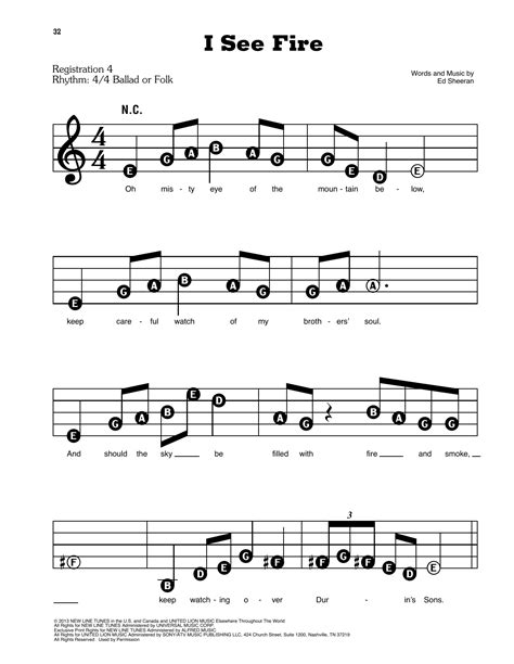 √100以上 I See Fire Ed Sheeran Sheet Music 175683 I See Fire Ed Sheeran