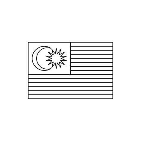 Black Outline Flag Of Malaysiathin Line Icon 21808600 Vector Art At