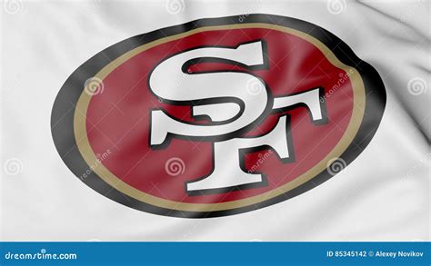 Close-up of Waving Flag with San Francisco 49ers NFL American Football Team Logo, 3D Rendering ...