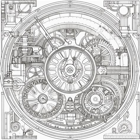 Premium AI Image | A drawing of a clock with gears and a clock face ...