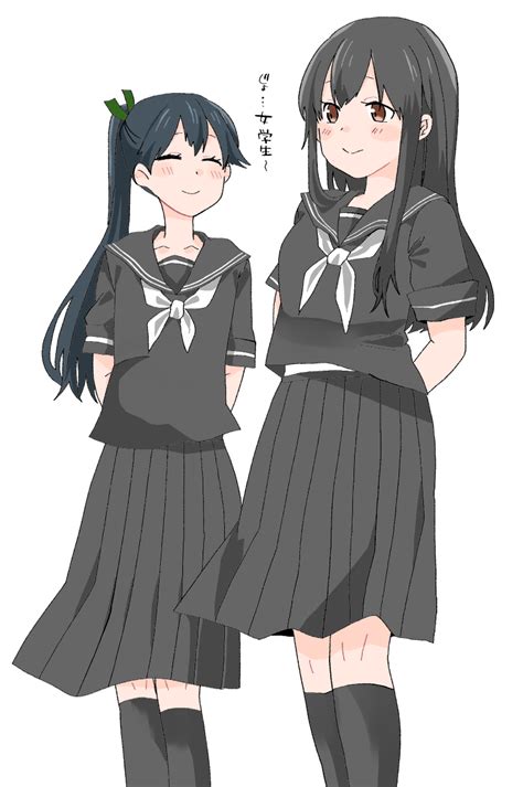 Safebooru 2girls Akagi Kantai Collection Alternate Costume Arms