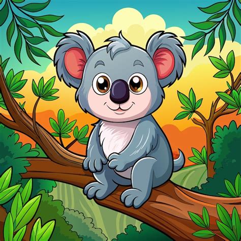 Una Ilustraci N De Dibujos Animados De Un Koala En Un Rbol Con Una