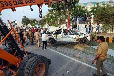 Lucknow Hoarding Crash Lucknow Hoarding Crashes On Car Outside Ekana