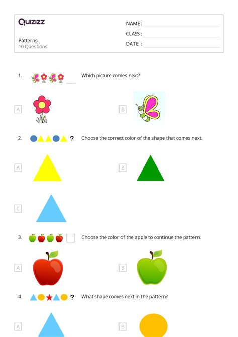 50 Shape Patterns Worksheets For Kindergarten On Quizizz Free Worksheets Library