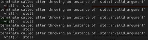 Terminate Called After Throwing An Instance Of Std Invalid Argument