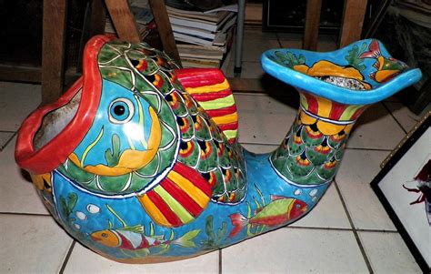 Big Fish Shaped Planter Mexican Talavare Antiques Board