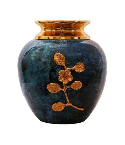 Handicraft Antique 14inch Brass Blue Flower Vase 14 Inches Size