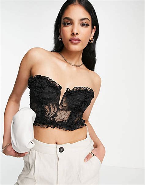 Asos Design Going Out Lace Corset In Black Asos