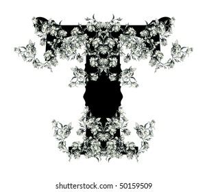 Luxuriously Illustrated Old Capital Letter T Stock Illustration