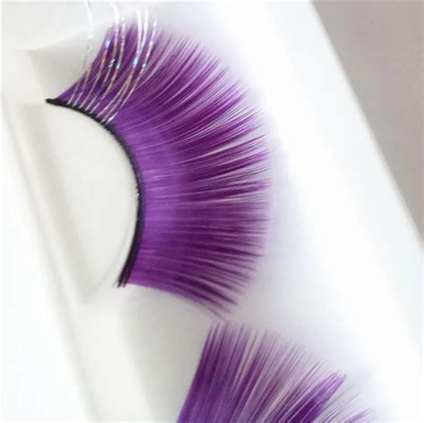 Glitter Shimmery False Eyelashes Purple Fake Lashes For Stage Festival ...