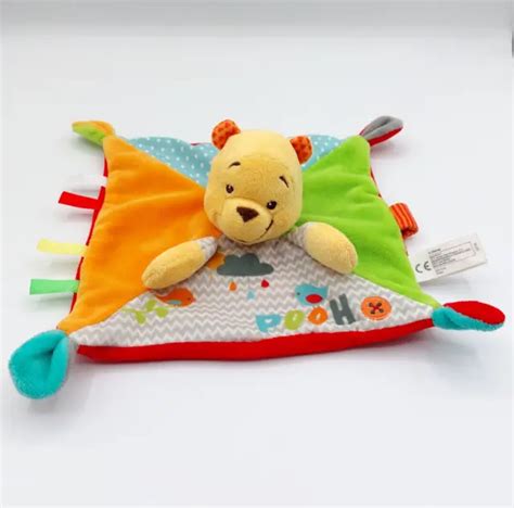 Doudou Plat Winnie Lourson Disney Nicotoy Pooh Orange Vert Bleu Rouge