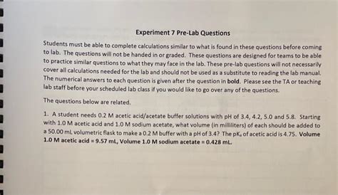 Solved Experiment 7 Pre Lab Questions Students Must Be Able