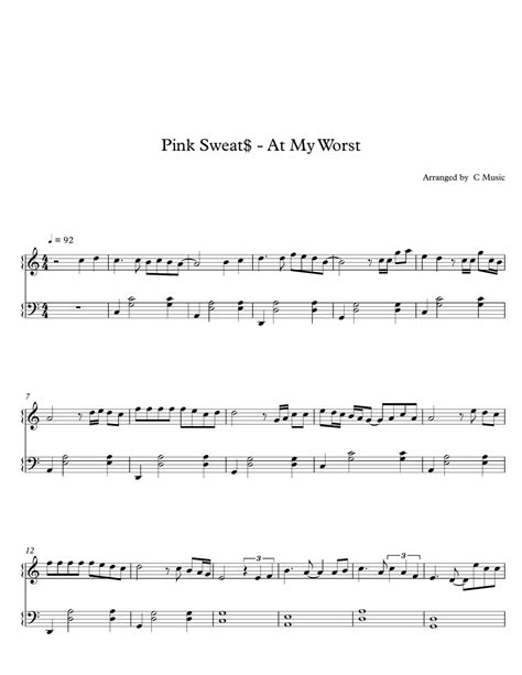 Pink Sweat At My Worst Sheet By C Music