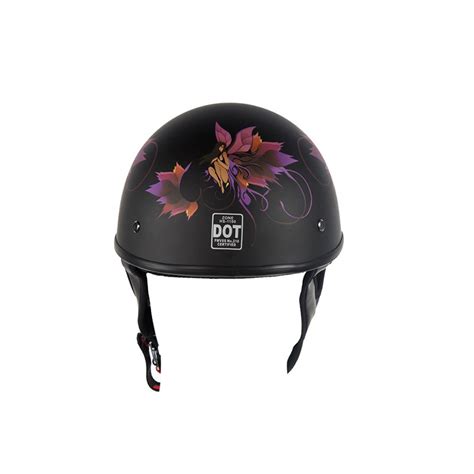 Dot Approved Low Profile Motorcycle Helmet With Black Finish And Skull Graphics Bnghs1100 D3