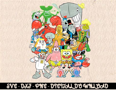 Spongebob Squarepants Cast Of Characters Digital Prints, D | Inspire Uplift