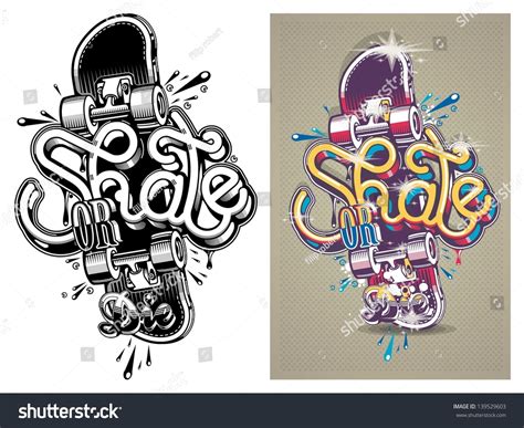 Vector Illustration Skate Board Graffitibackground Stock Vector ...