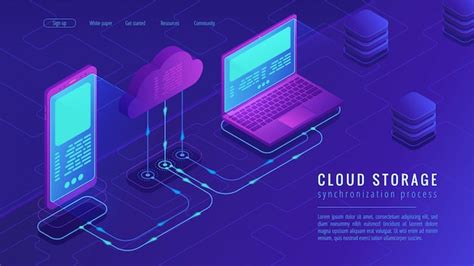 Concept de page de destination de stockage en nuage isométrique