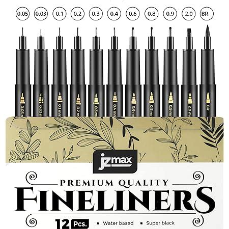 Jzmax Black Fineliner Pens Set Art Supplies Pack Fineliners