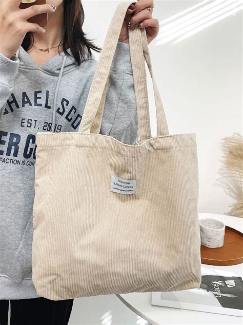 Qteee Letter Patch Decor Shopper Bag Women Tote Bags Black Tote