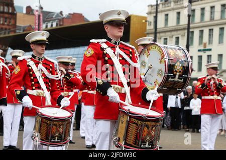 Office Bearers Of The Orange Lodge Marching At The Annual Orange Walk