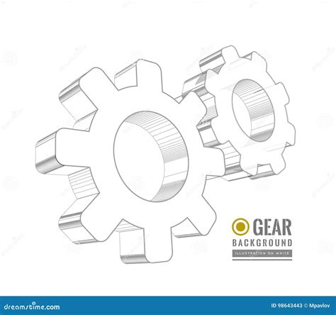 Gear Schematic Vector Illustration Stock Vector Illustration Of