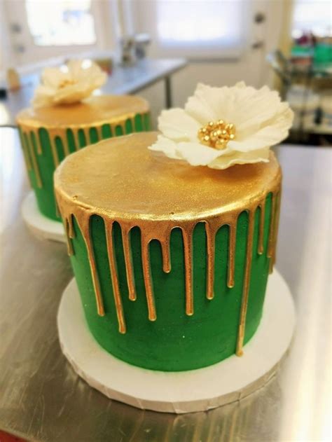 Emerald Green And Gold Birthday Cake