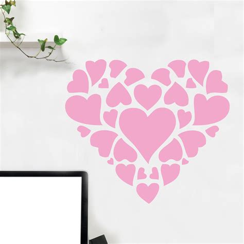 Hearts Collage - Vinyl Wall Art Decal for Homes, Offices, Kids Rooms, Nurseries, Schools, High ...