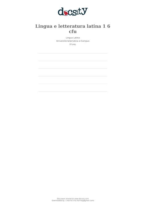 Docsity Lingua E Letteratura Latina Cfu Lingua E Letteratura Latina Cfu Lingua Latina