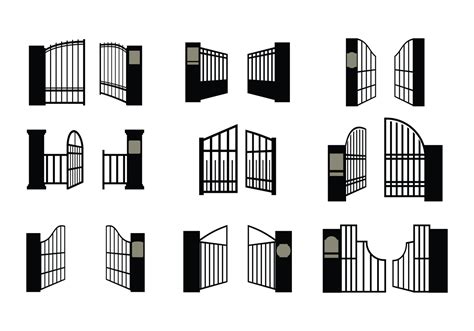 Open Gate Icons Vector 137986 Vector Art At Vecteezy