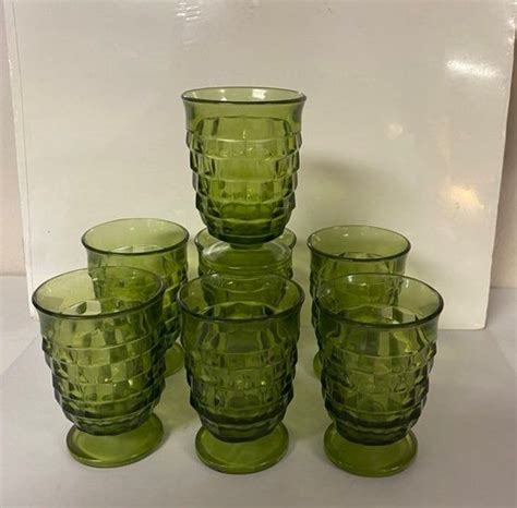 Indiana Glass Avocado Juice Glasses Set Of 7 On Mercari Avocado Juice